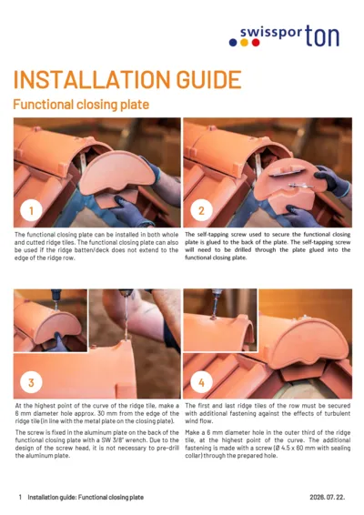 Installation guide Functional Closing Plate 2026 EN
